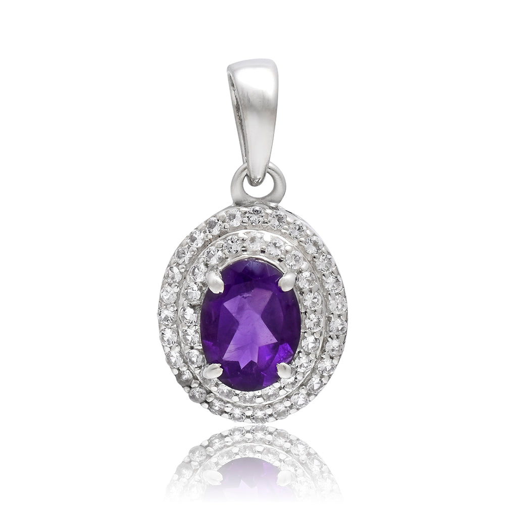 Silberanhänger mit marokkanischem Amethyst und weißem Topas
