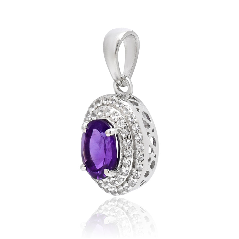 Silberanhänger mit marokkanischem Amethyst und weißem Topas 4 