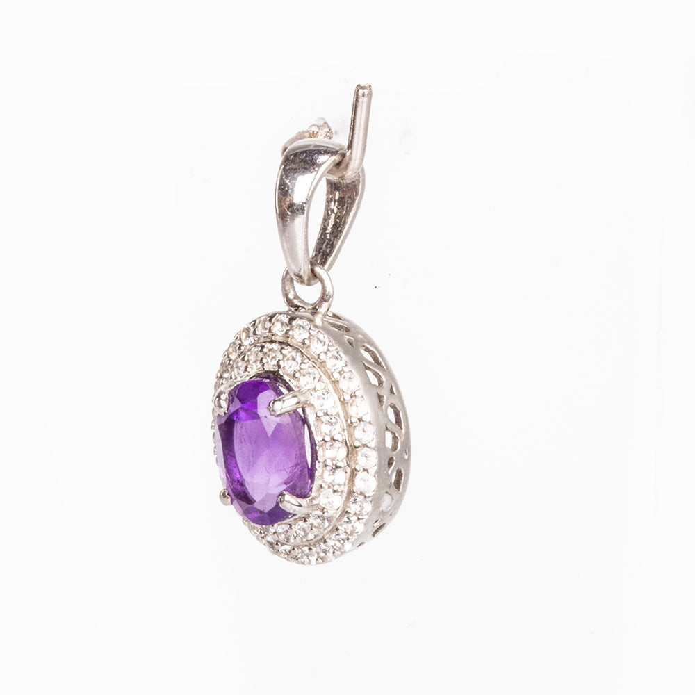 Silberanhänger mit marokkanischem Amethyst und weißem Topas