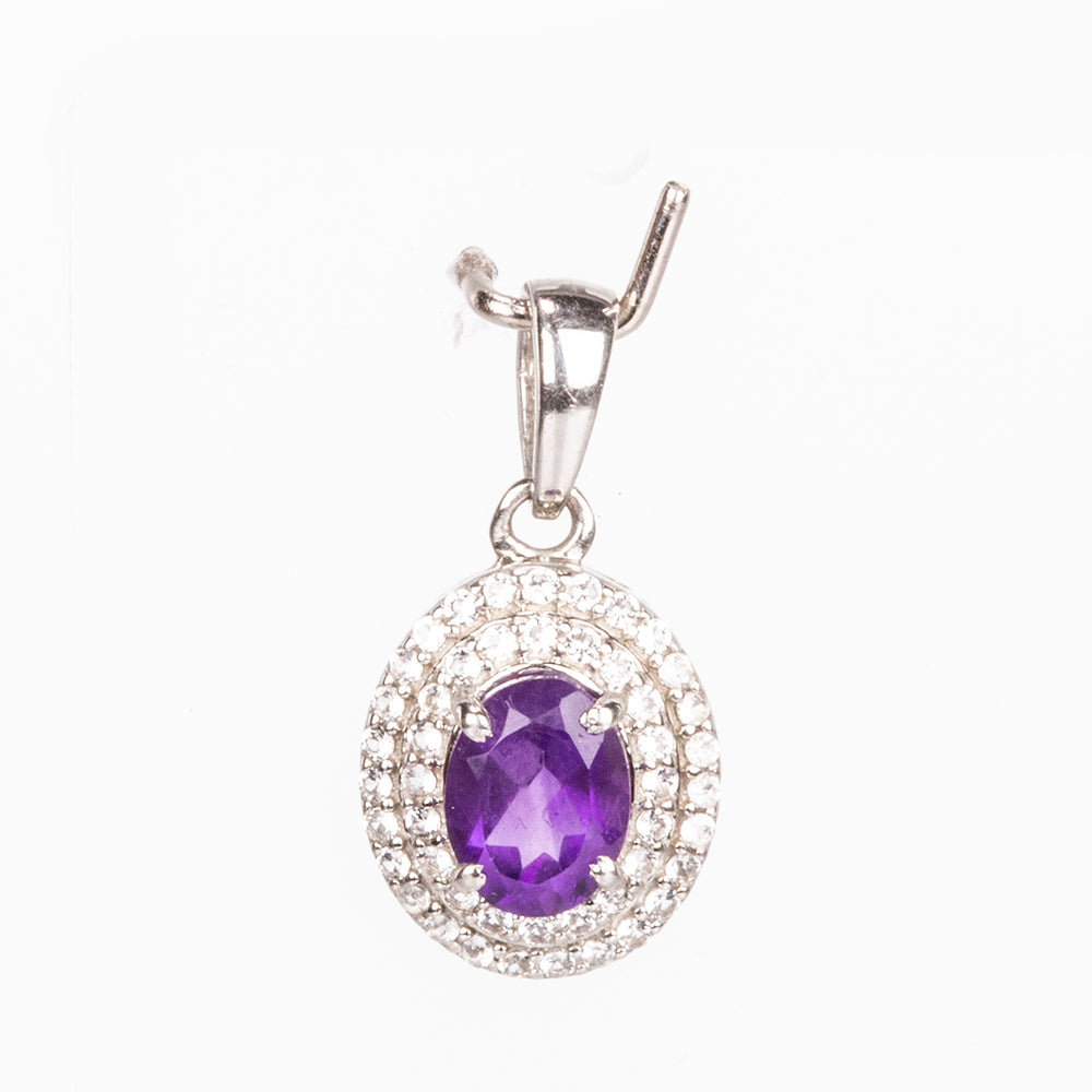 Silberanhänger mit marokkanischem Amethyst und weißem Topas 6 
