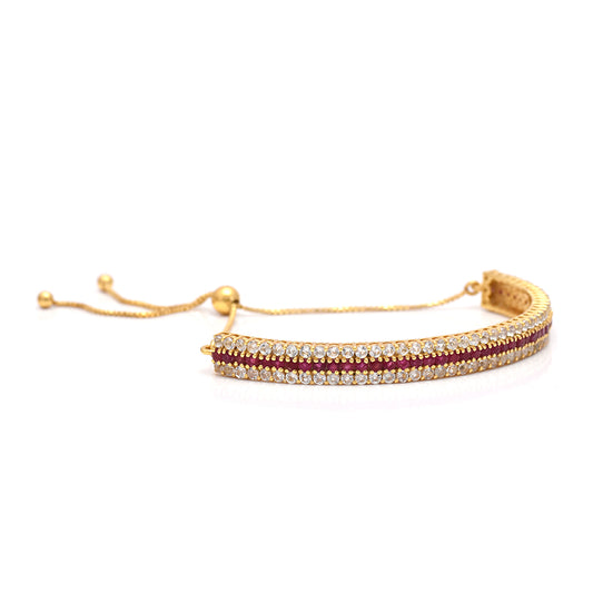 Goldplattiertes Silberarmband mit Rubin aus Madagaskar und weißem Topas