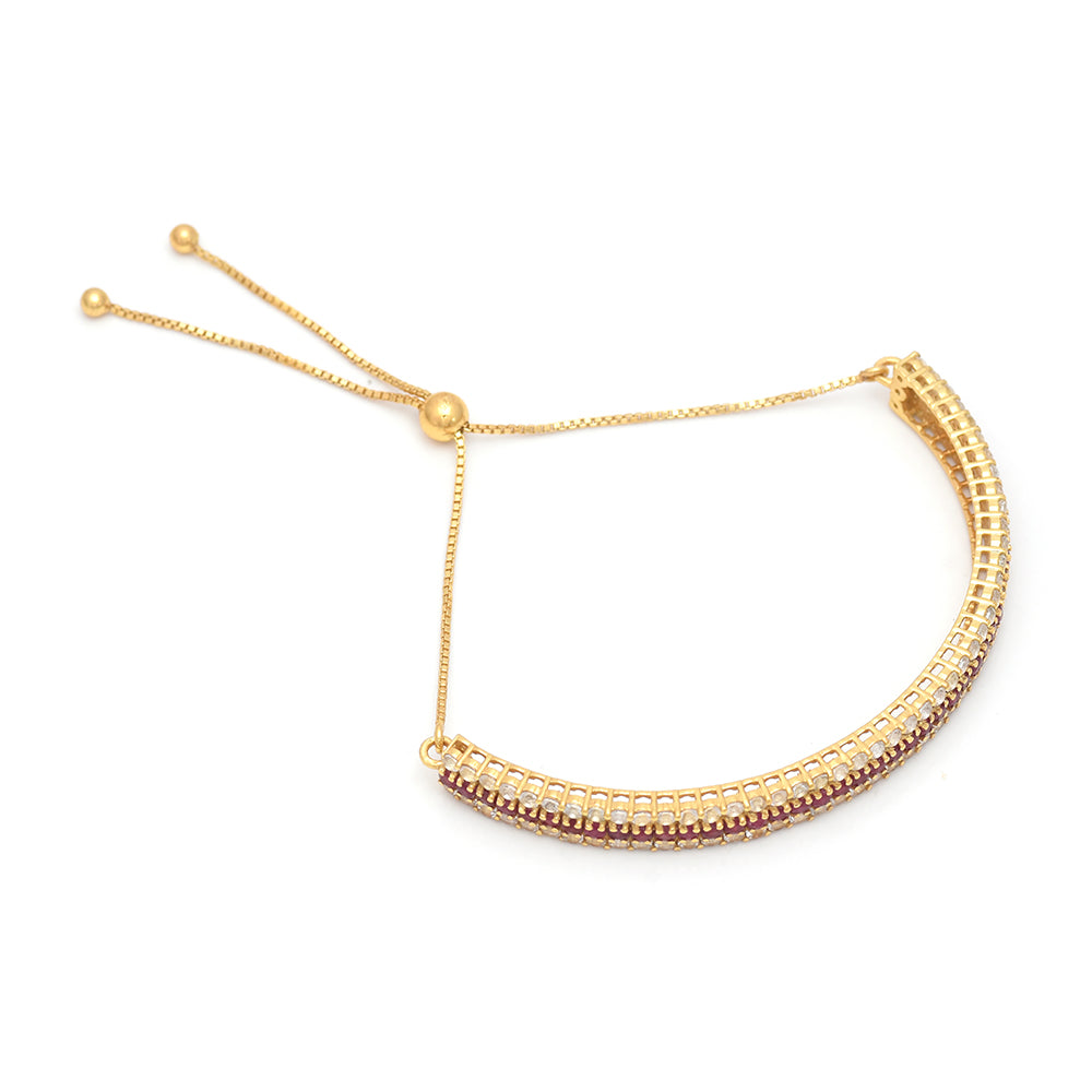 Goldplattiertes Silberarmband mit Rubin aus Madagaskar und weißem Topas 3 