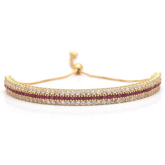 Goldplattiertes Silberarmband mit Rubin aus Madagaskar und weißem Topas