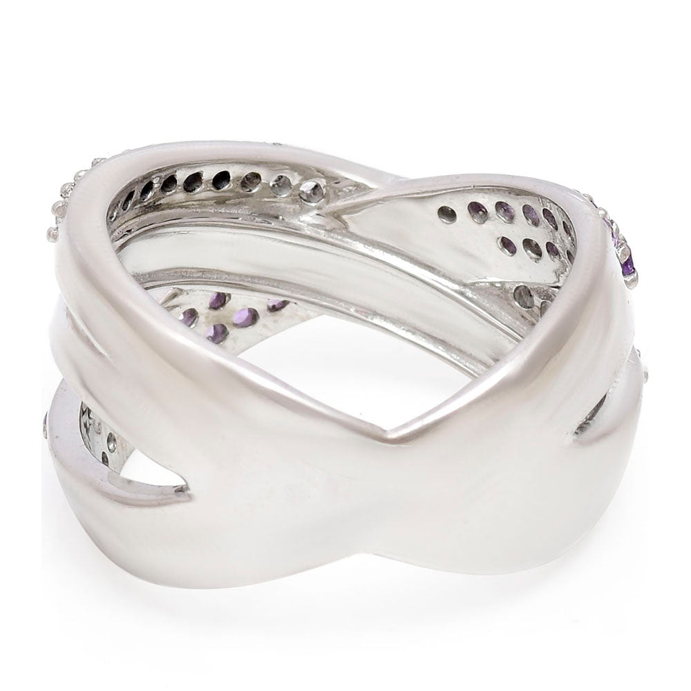 Silberring mit marokkanischem Amethyst und weißem Topas 5 