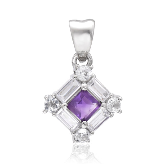 Silberanhänger mit marokkanischem Amethyst und weißem Topas