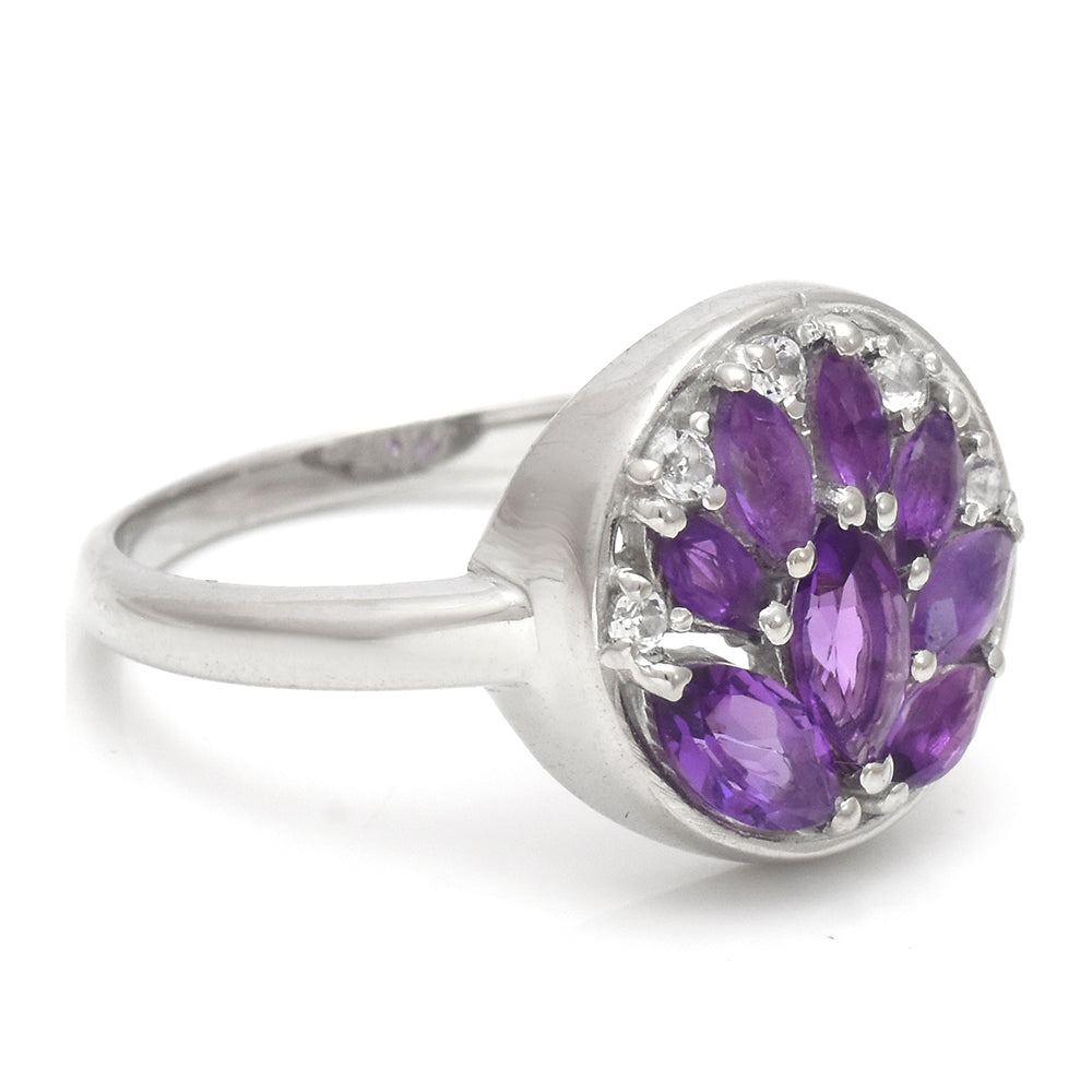 Silberring mit marokkanischem Amethyst und weißem Topas 3 