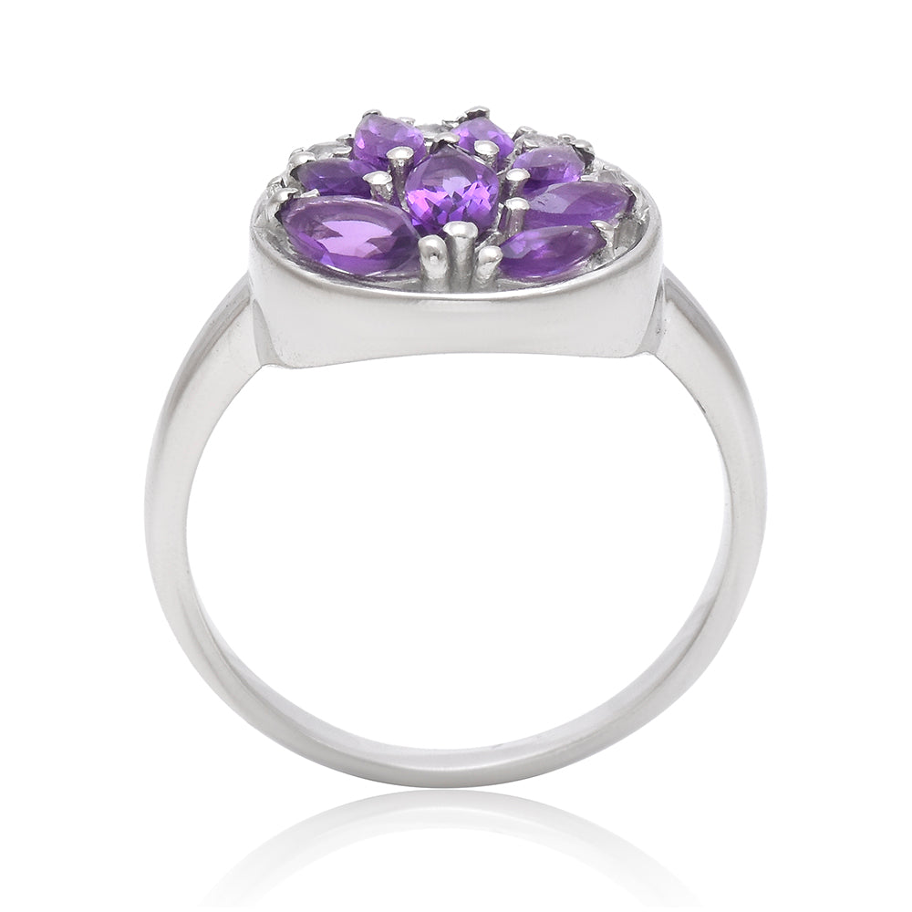 Silberring mit marokkanischem Amethyst und weißem Topas 4 
