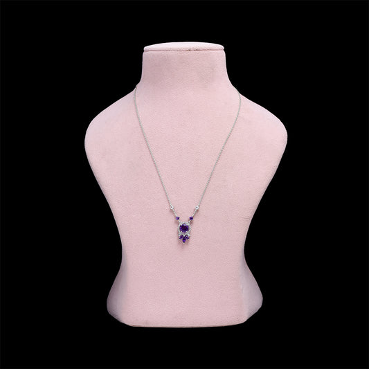 Silberhalskette mit marokkanischem Amethyst und weißem Topas