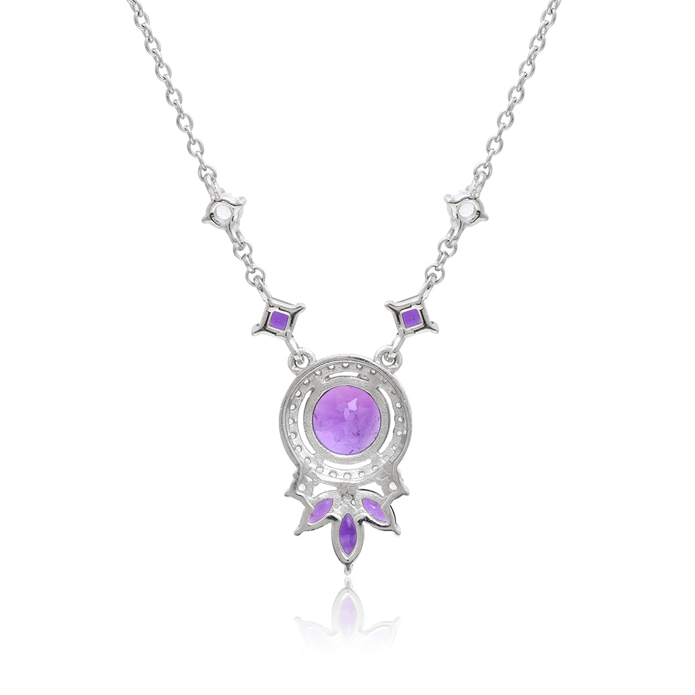 Silberhalskette mit marokkanischem Amethyst und weißem Topas 4 