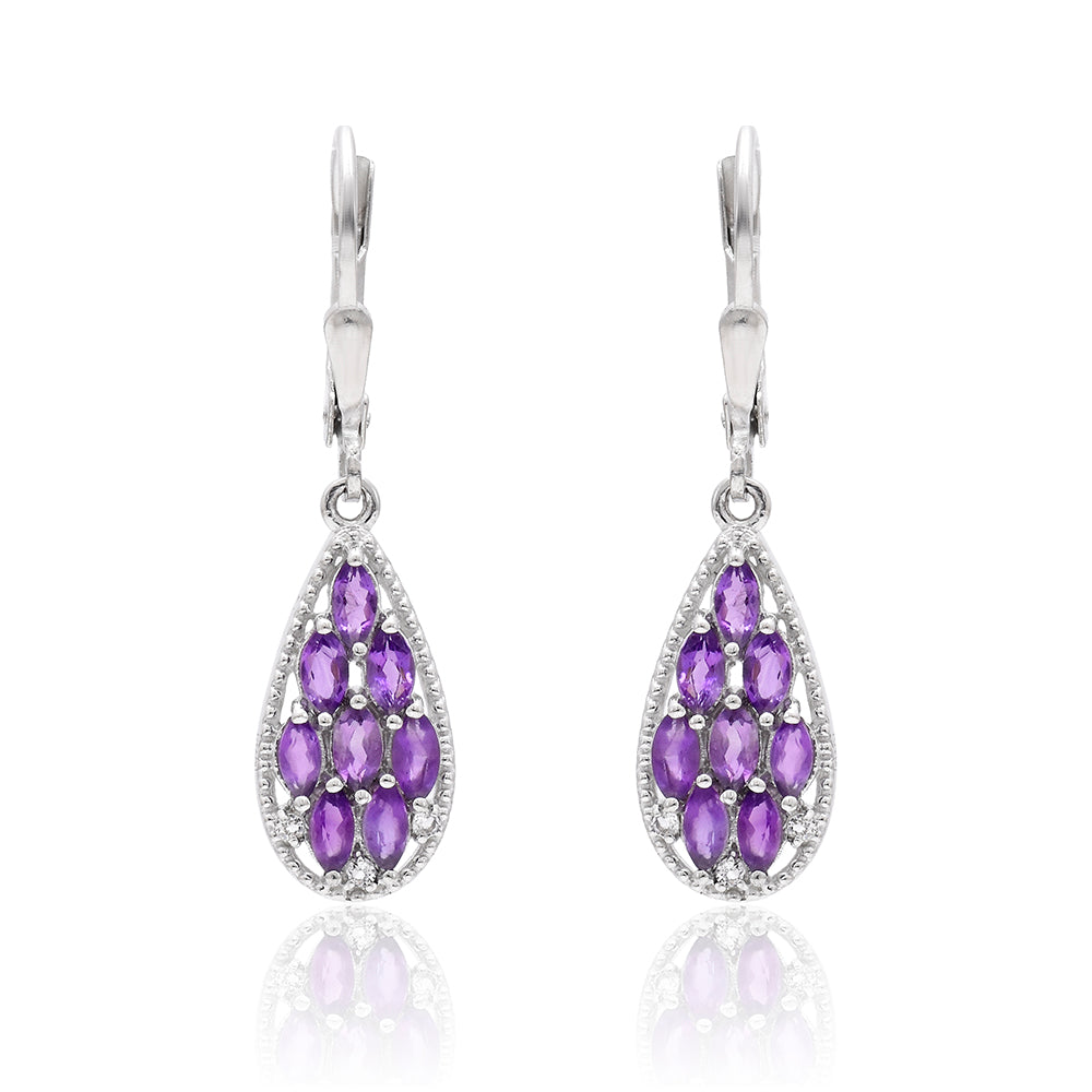 Silberohrringe mit marokkanischem Amethyst und weißem Topas 2 