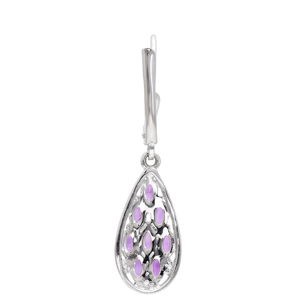 Silberohrringe mit marokkanischem Amethyst und weißem Topas