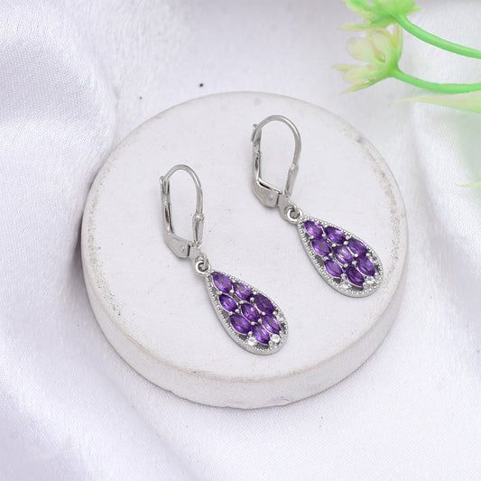 Silberohrringe mit marokkanischem Amethyst und weißem Topas