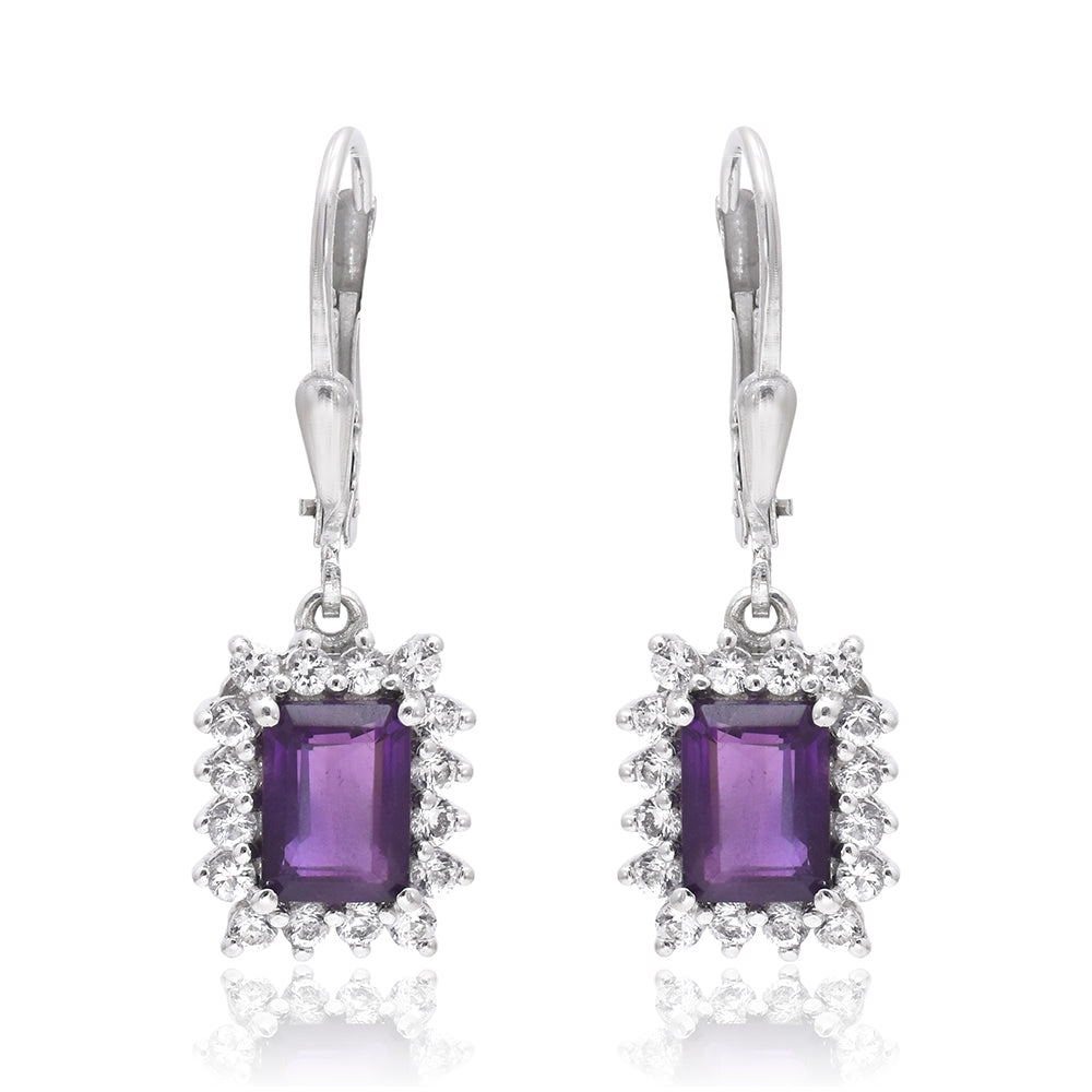 Silberohrringe mit marokkanischem Amethyst und weißem Topas 2 