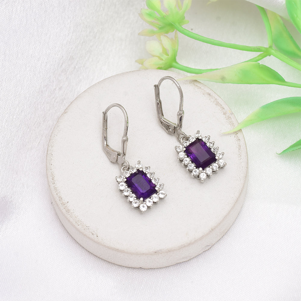 Silberohrringe mit marokkanischem Amethyst und weißem Topas 1 