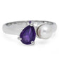 Silberring mit marokkanischem Amethyst und weißer Süßwasserperle