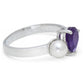 Silberring mit marokkanischem Amethyst und weißer Süßwasserperle