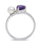 Silberring mit marokkanischem Amethyst und weißer Süßwasserperle