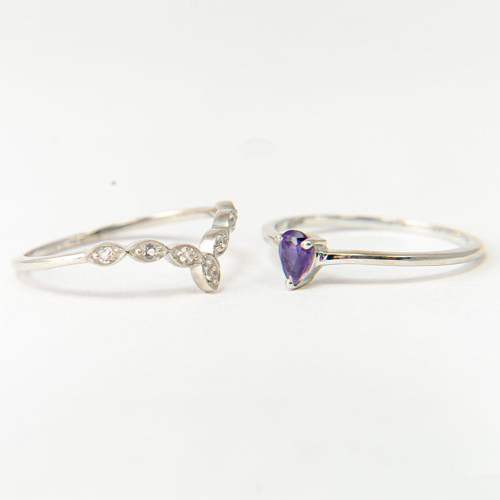 schmuckgarnitur aus Silber mit marokkanischem Amethyst und weißem Topas
