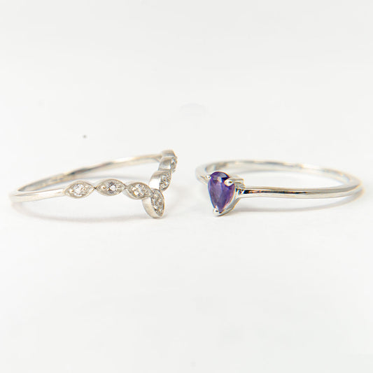 schmuckgarnitur aus Silber mit marokkanischem Amethyst und weißem Topas