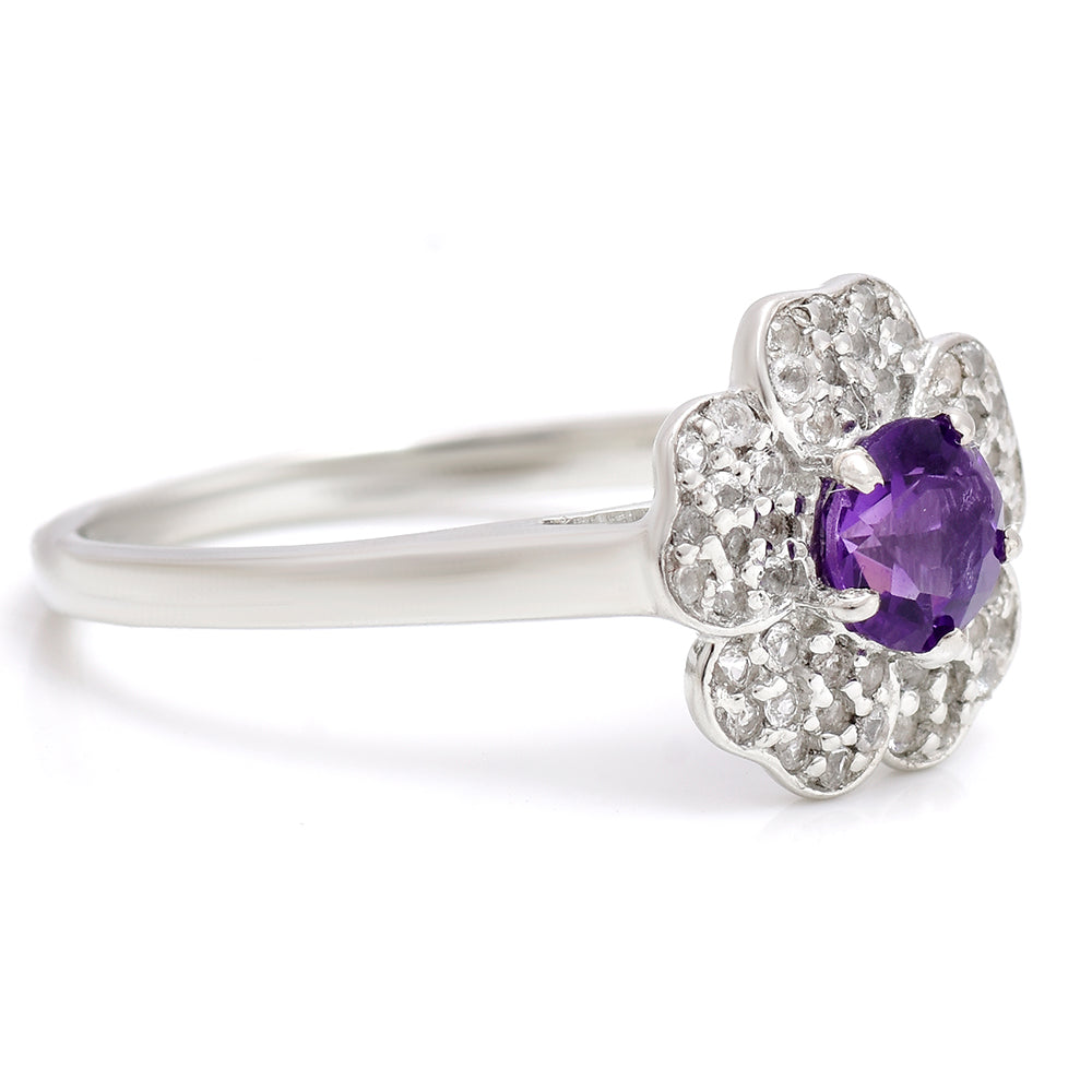 Silberring mit marokkanischem Amethyst und weißem Topas 2 