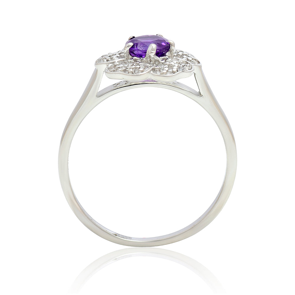 Silberring mit marokkanischem Amethyst und weißem Topas 3 