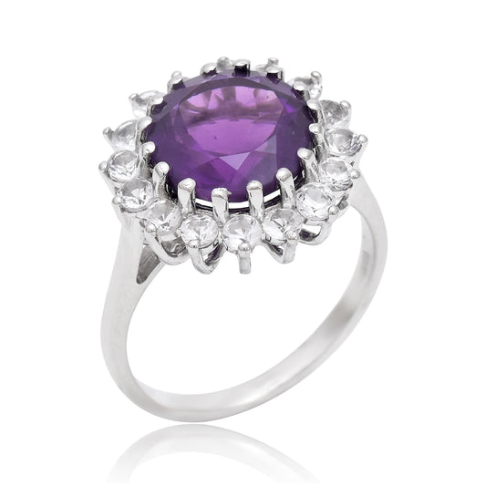 Silberring mit marokkanischem Amethyst und weißem Topas