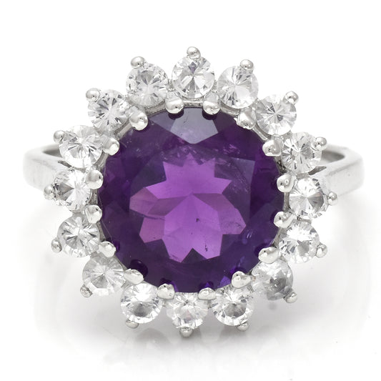 Silberring mit marokkanischem Amethyst und weißem Topas
