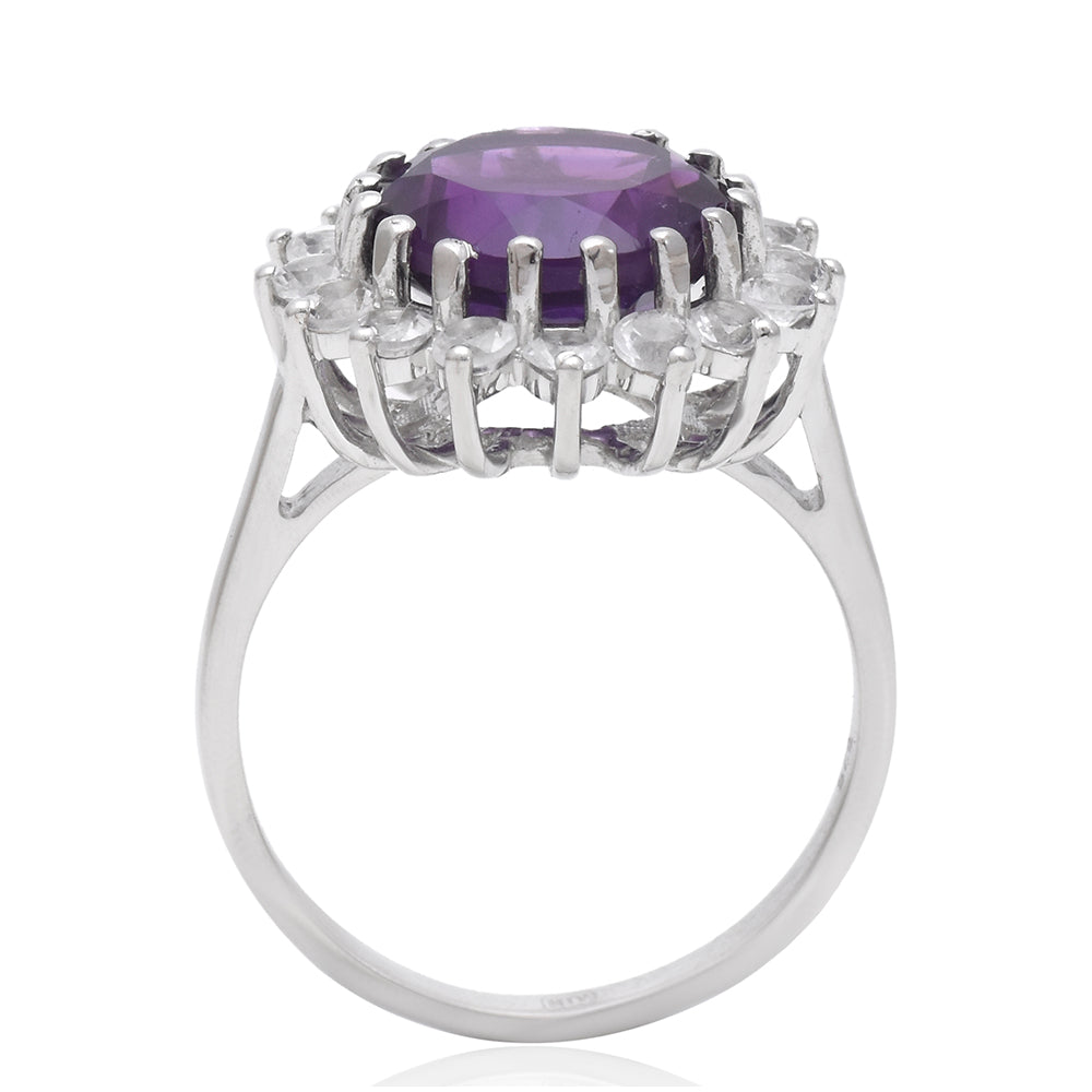 Silberring mit marokkanischem Amethyst und weißem Topas 4 