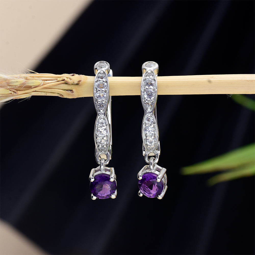 Silberohrringe mit marokkanischem Amethyst und weißem Topas 7 