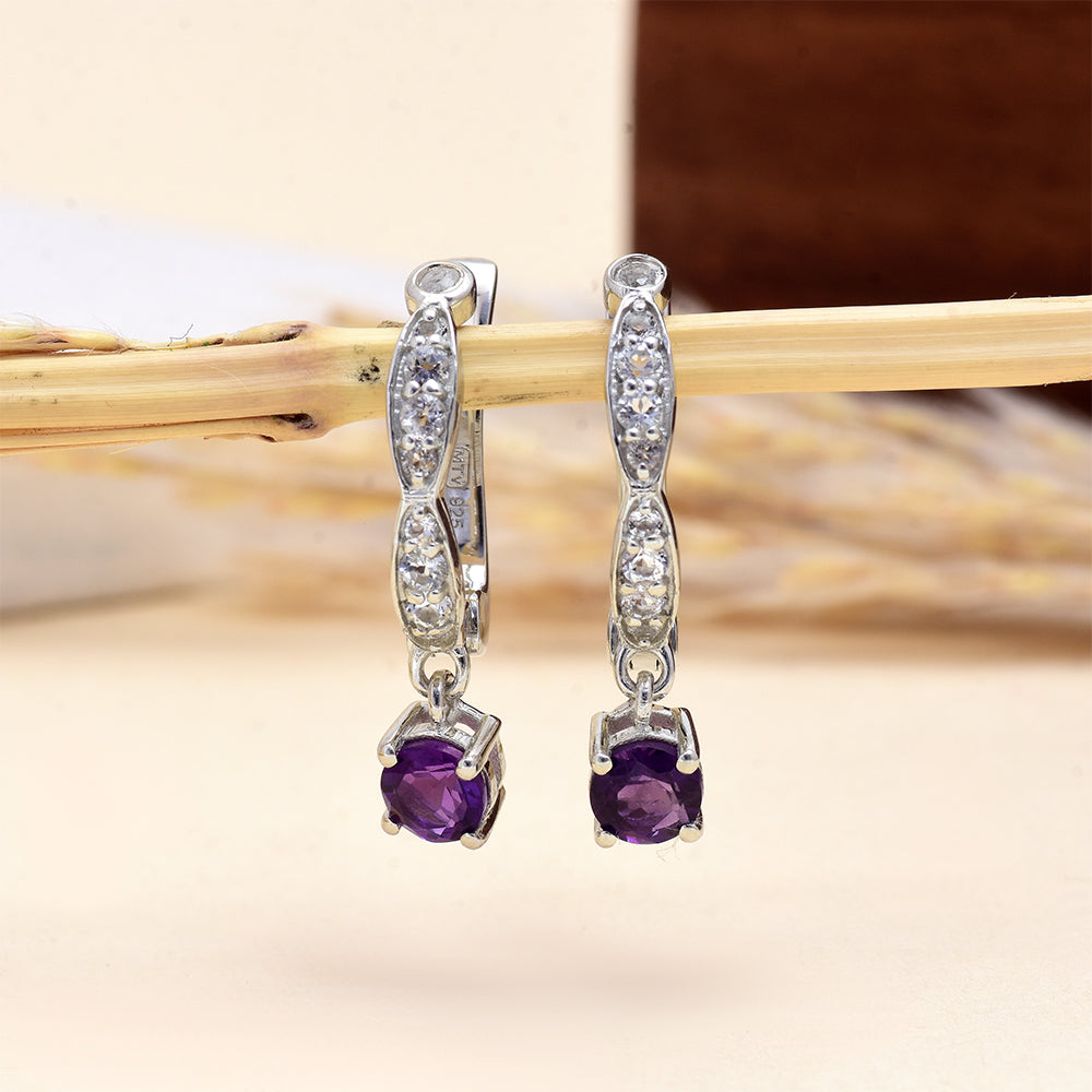 Silberohrringe mit marokkanischem Amethyst und weißem Topas