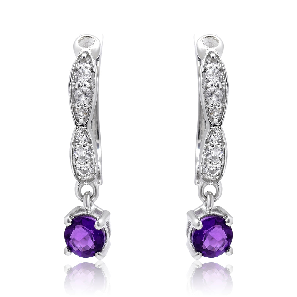 Silberohrringe mit marokkanischem Amethyst und weißem Topas 1 
