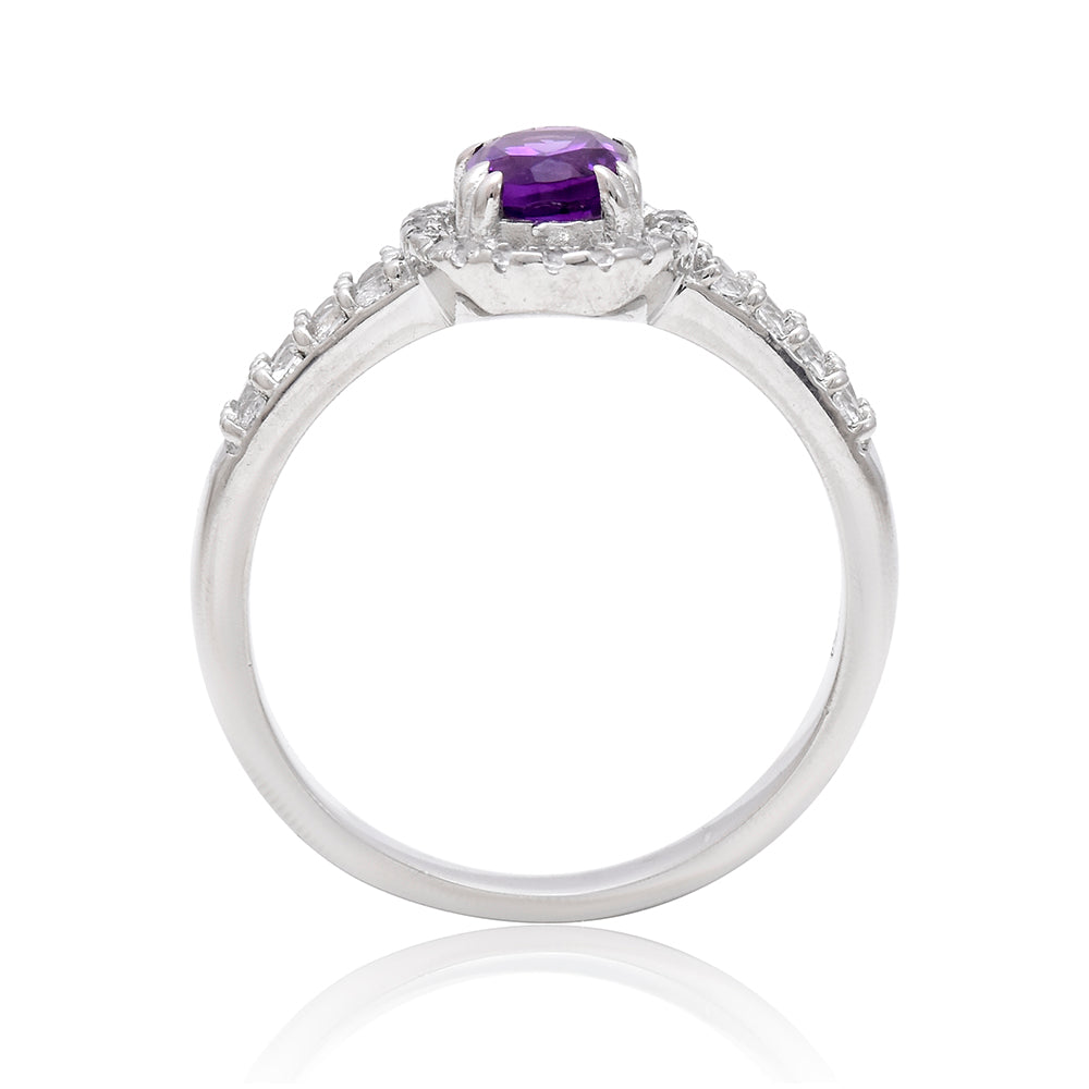Silberring mit marokkanischem Amethyst und weißem Topas