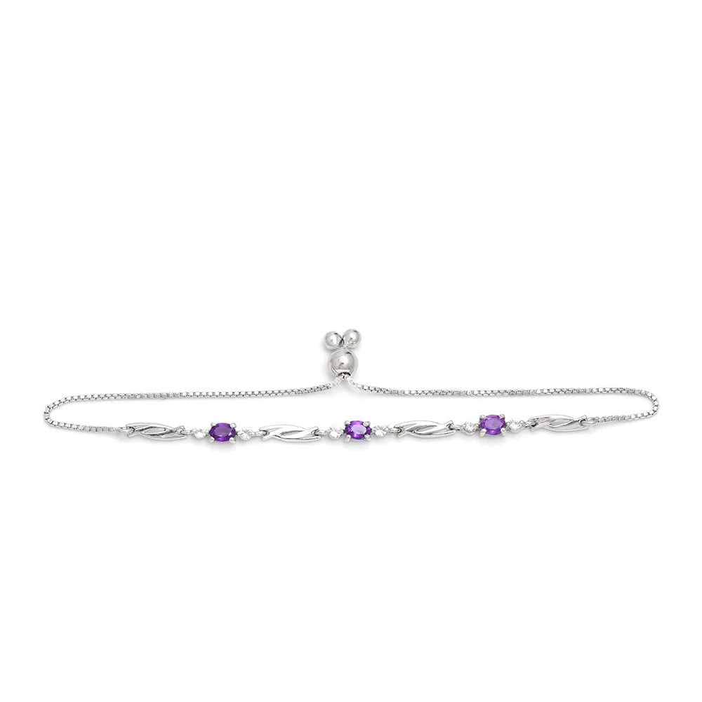 Silberarmband mit marokkanischem Amethyst und weißem Topas