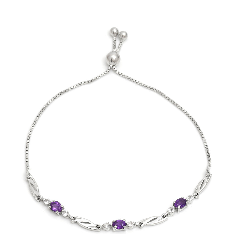 Silberarmband mit marokkanischem Amethyst und weißem Topas