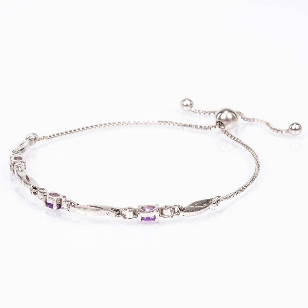 Silberarmband mit marokkanischem Amethyst und weißem Topas 4 