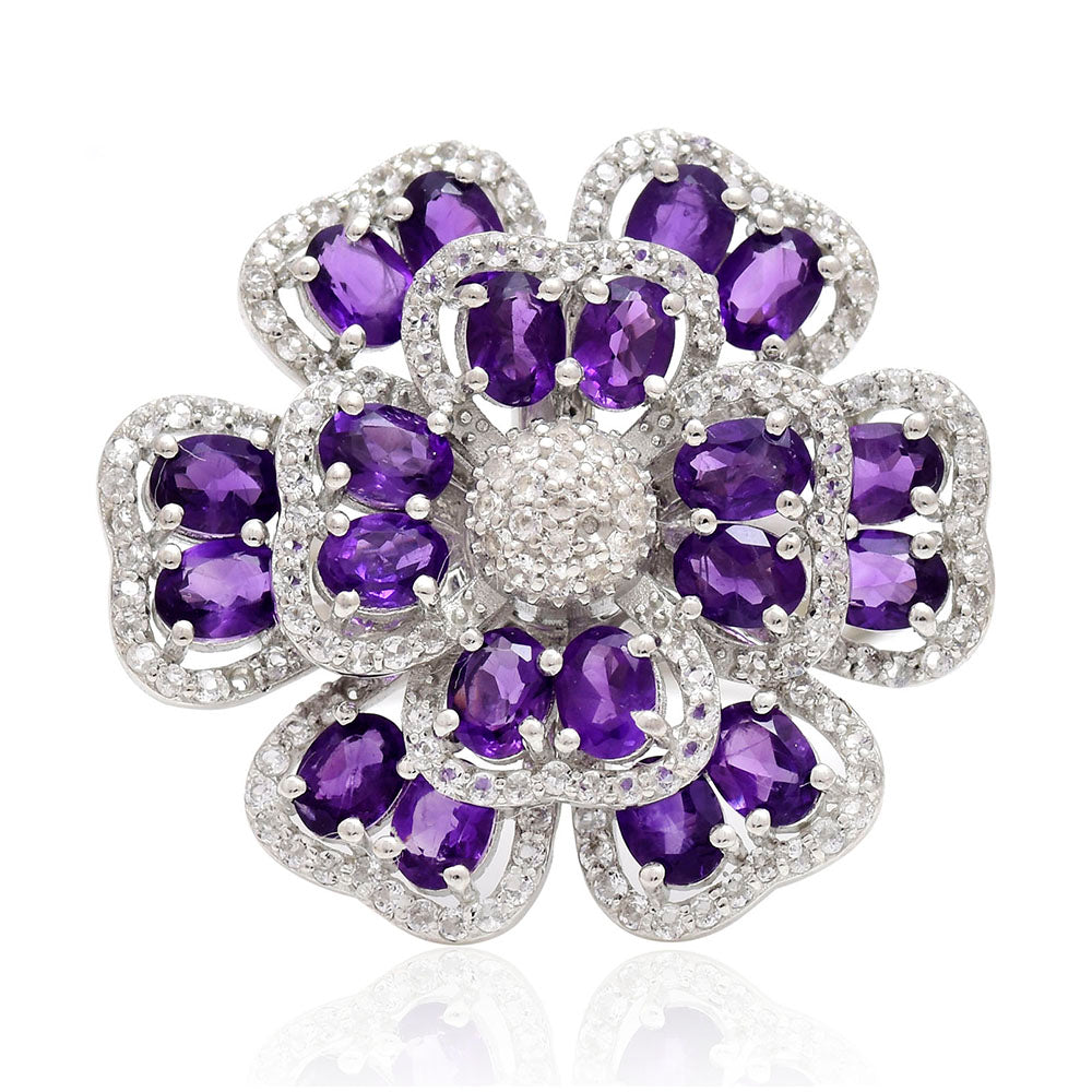 Silberring mit marokkanischem Amethyst und weißem Topas 1 