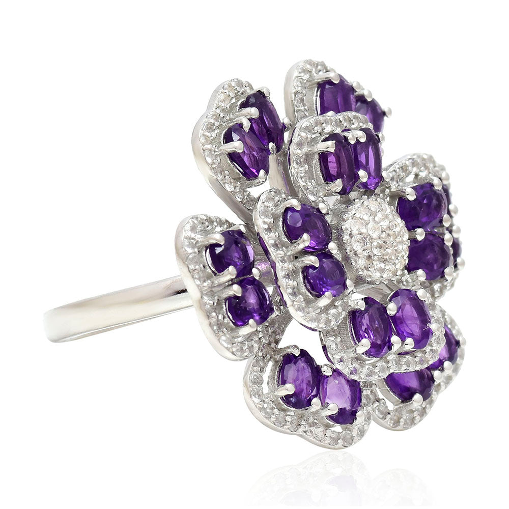 Silberring mit marokkanischem Amethyst und weißem Topas 6 