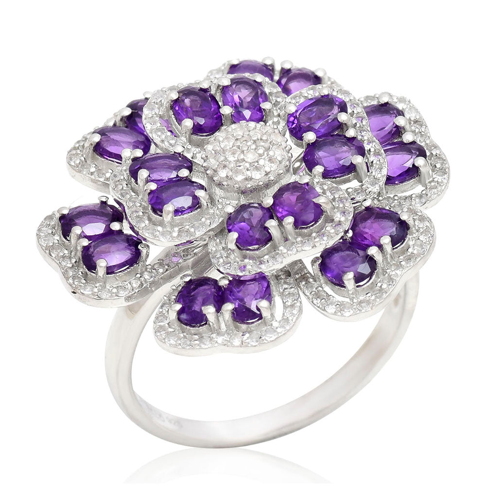 Silberring mit marokkanischem Amethyst und weißem Topas 3 