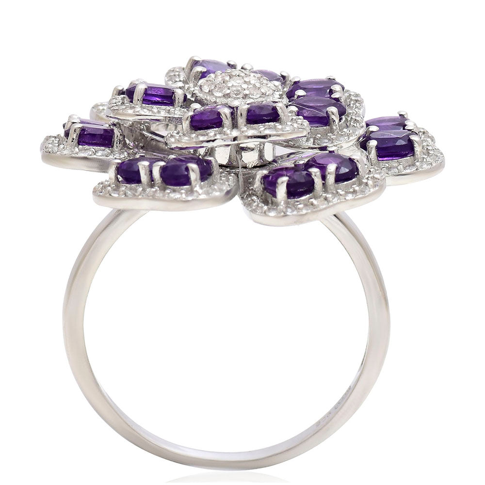 Silberring mit marokkanischem Amethyst und weißem Topas
