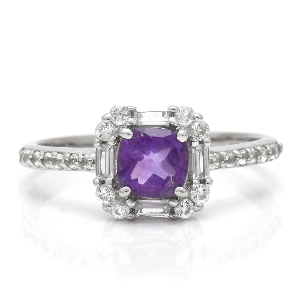 Silberring mit marokkanischem Amethyst und weißem Topas