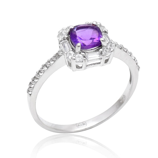 Silberring mit marokkanischem Amethyst und weißem Topas