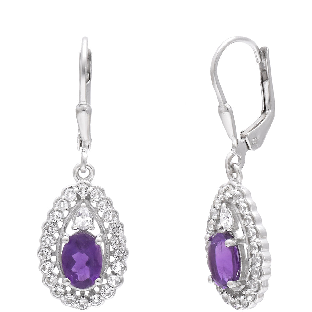 Silberohrringe mit marokkanischem Amethyst und weißem Topas 3 