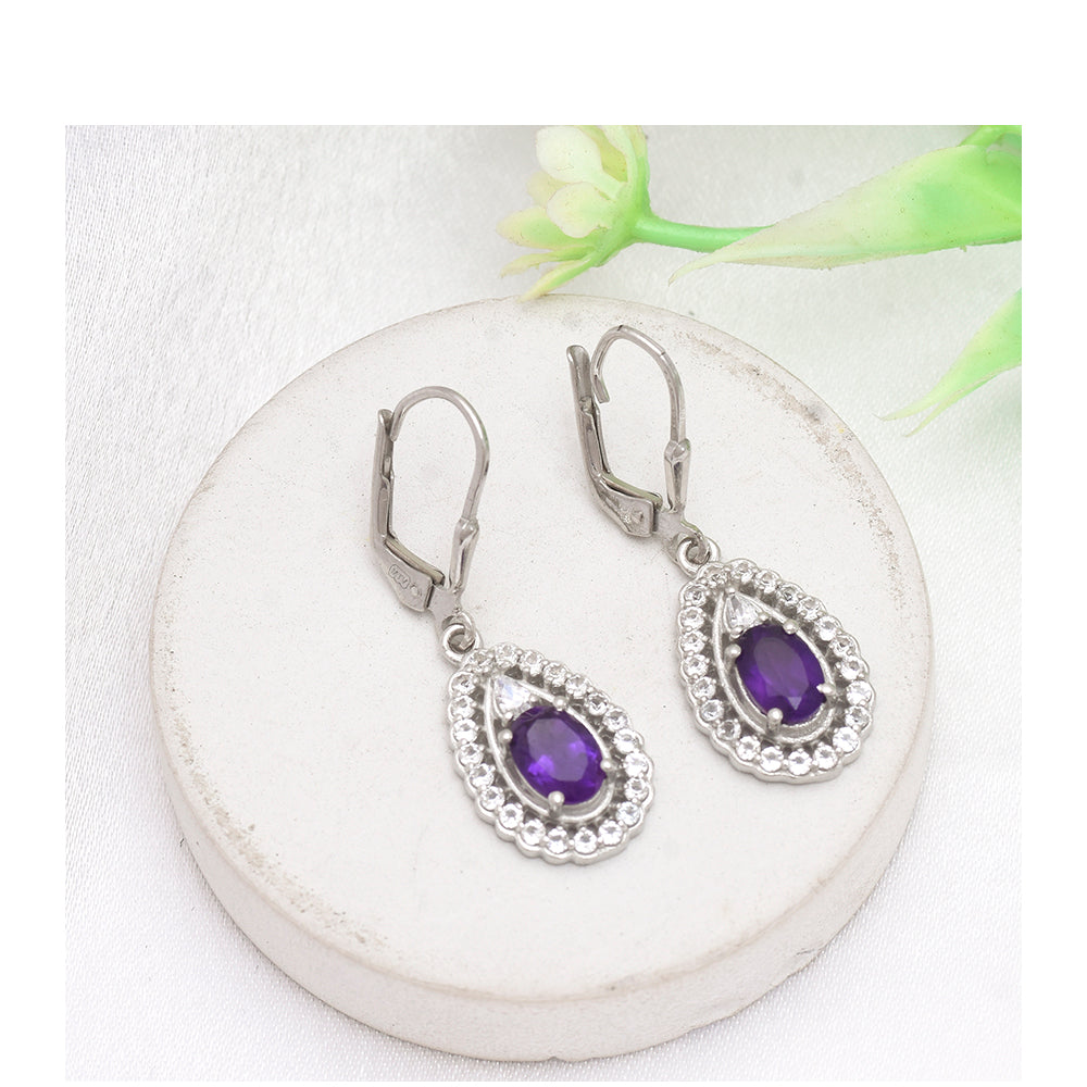 Silberohrringe mit marokkanischem Amethyst und weißem Topas 1 