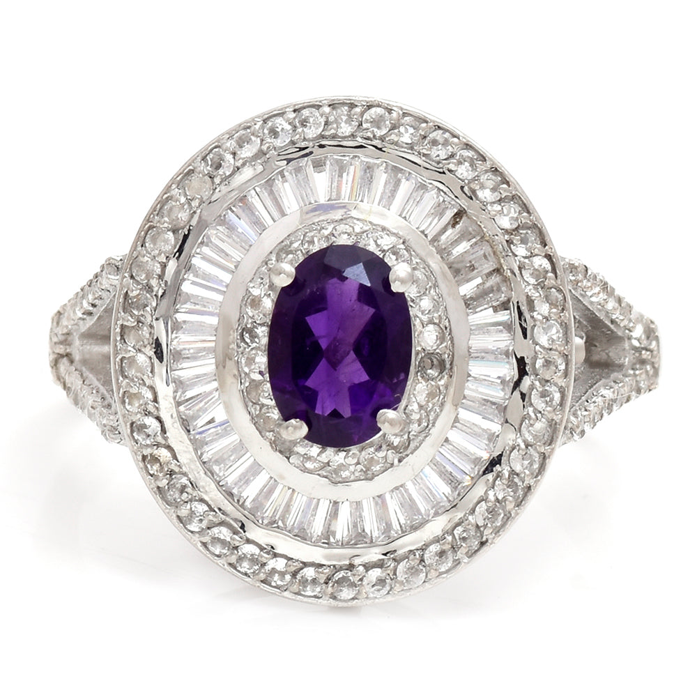 Silberring mit marokkanischem Amethyst und weißem Topas 5 