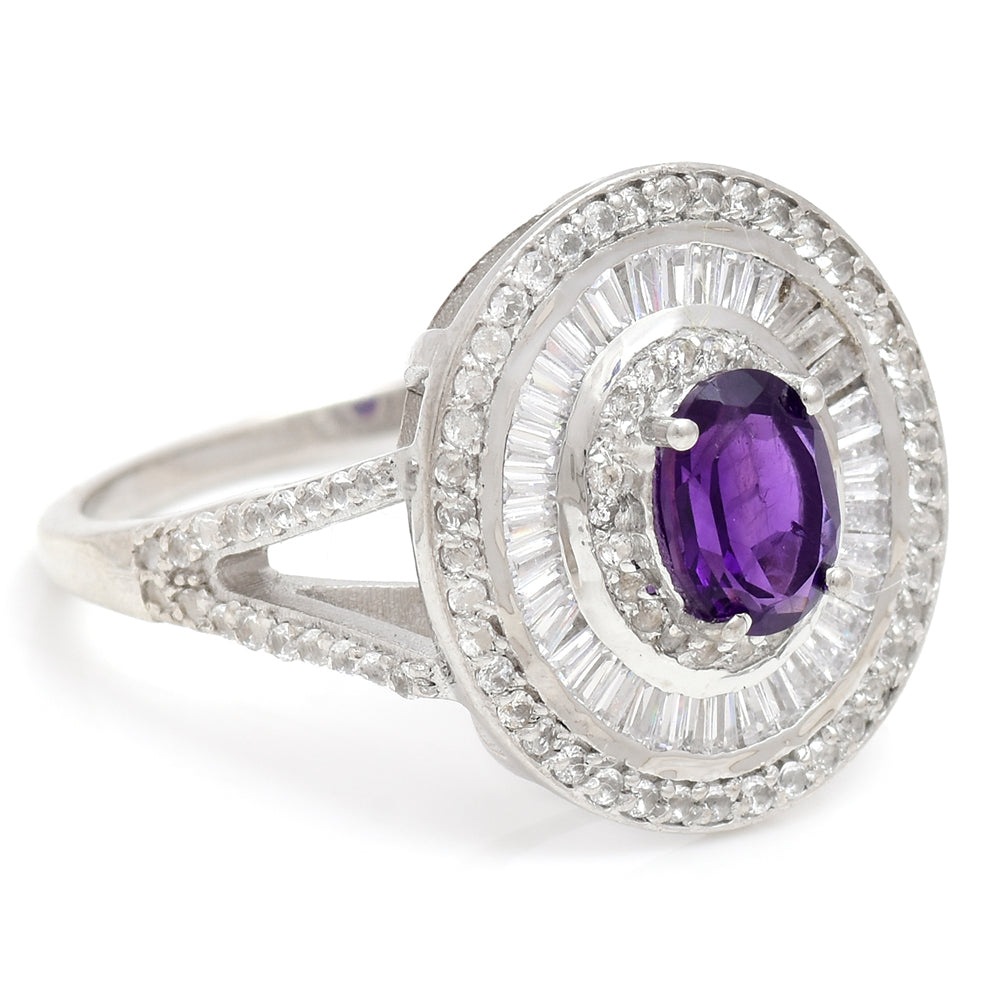 Silberring mit marokkanischem Amethyst und weißem Topas 6 