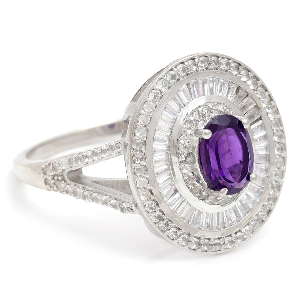 Silberring mit marokkanischem Amethyst und weißem Topas 2 