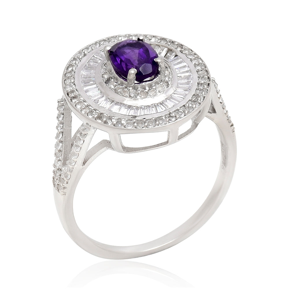 Silberring mit marokkanischem Amethyst und weißem Topas 3 