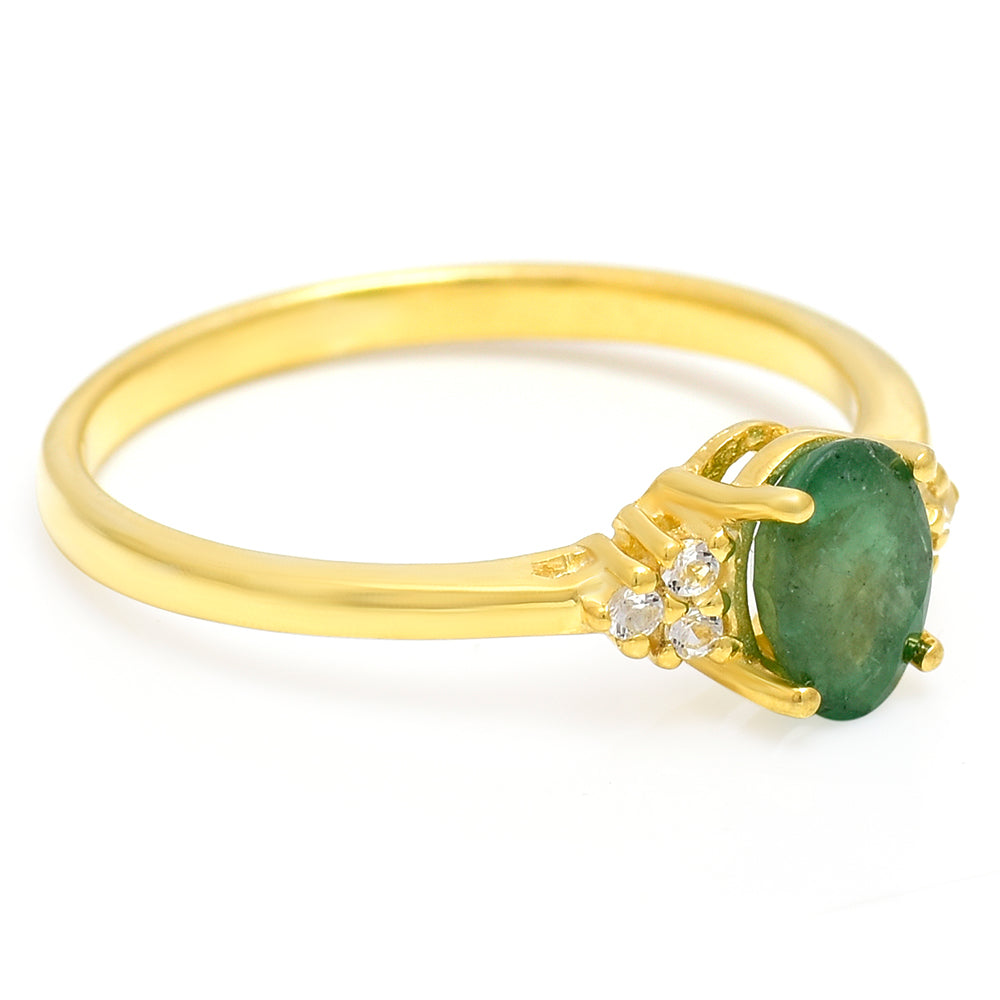 Goldplattierter Silberring mit brasilianischem Smaragd 2 