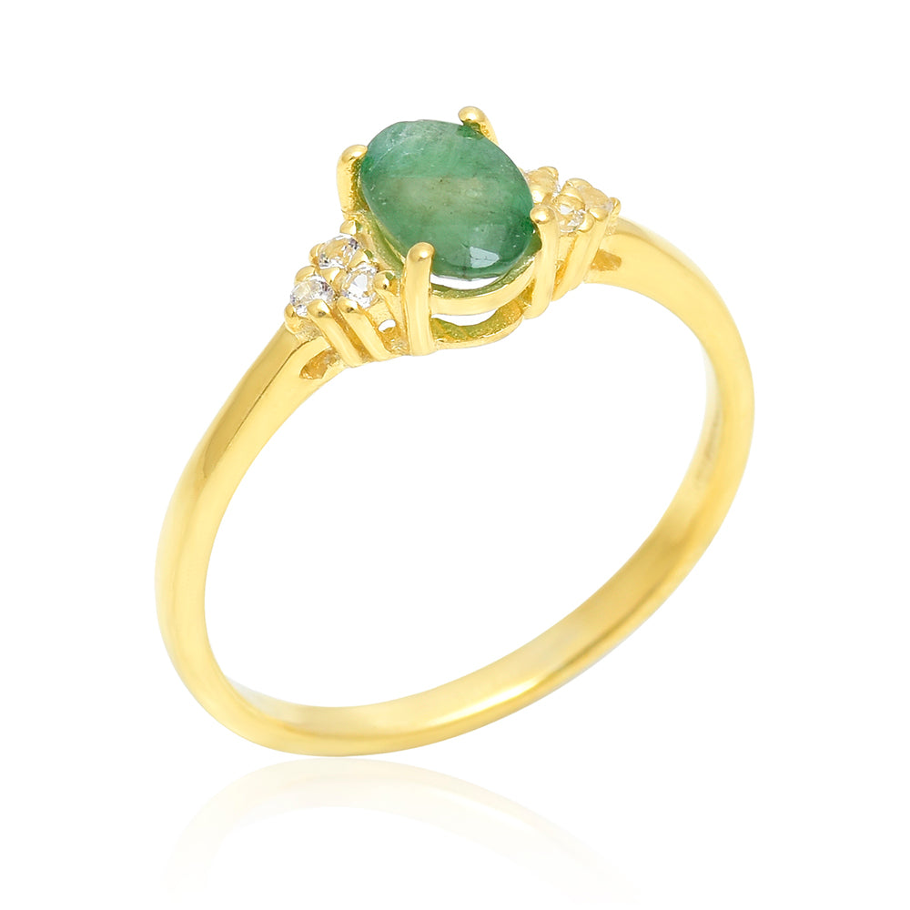 Goldplattierter Silberring mit brasilianischem Smaragd
