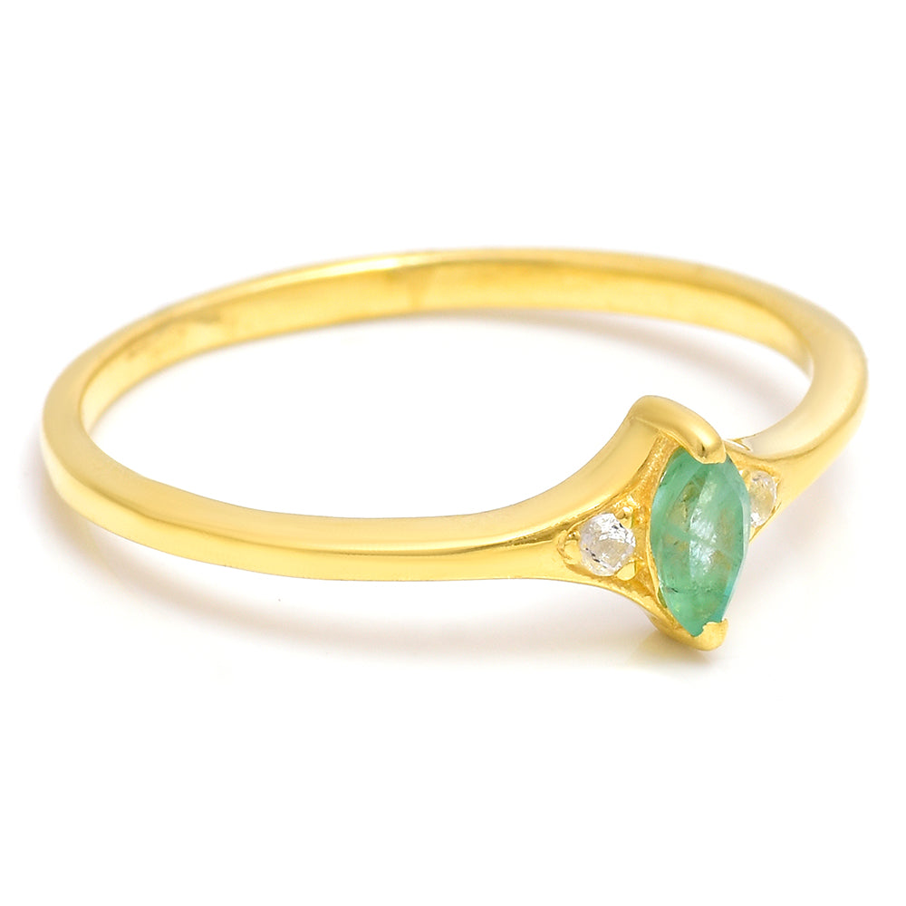 Goldplattierter Silberring mit brasilianischem Smaragd und weißem Topas 2 